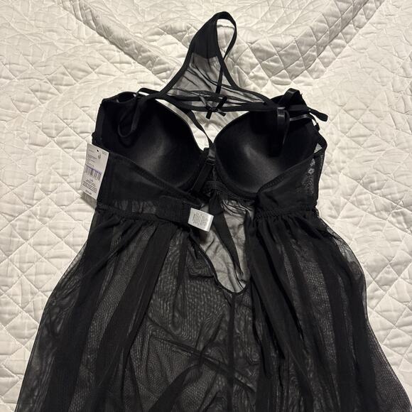 Sears Babydoll & Thong Set Lingerie Vintage Black New Sexy Large - Picture 6 of 7